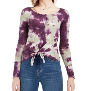 ULTRA FLIRT Juniors Tie-Hem Long
Sleeve Tie Dye Thermal Top Size Small NWT